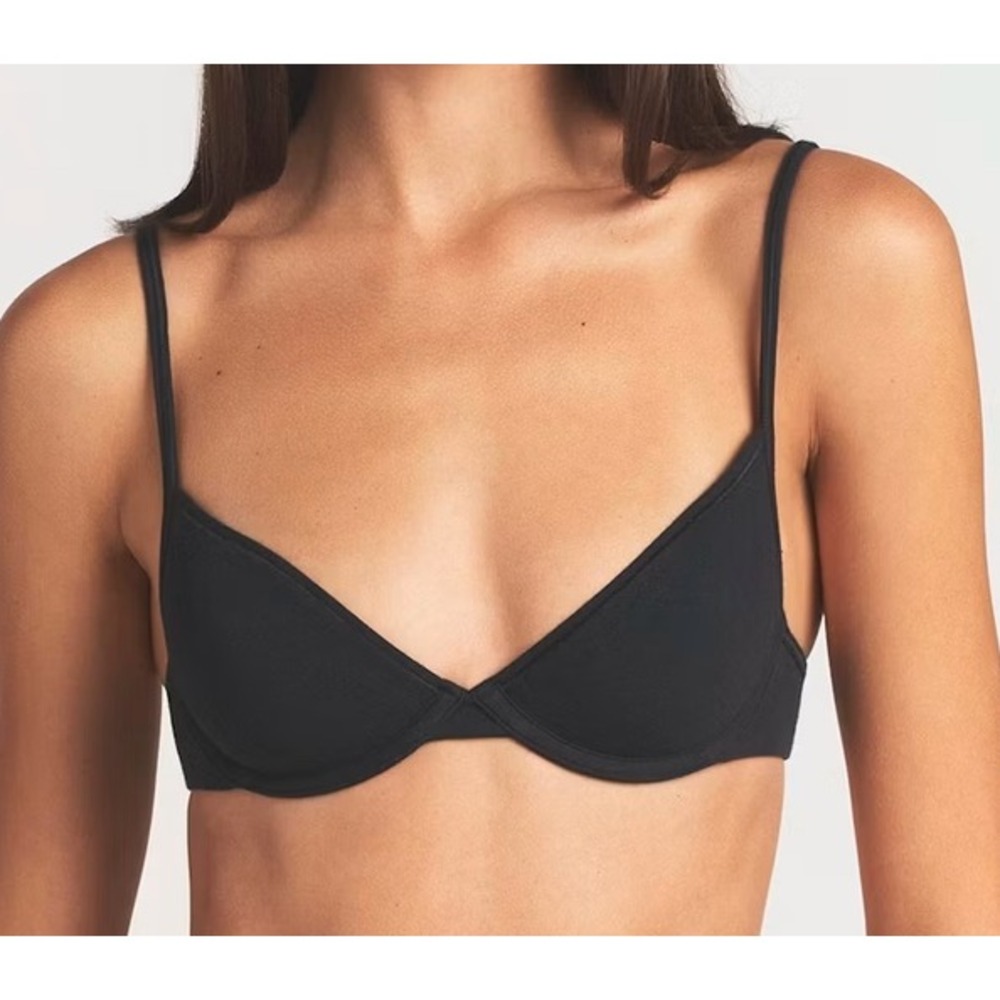 New SKIMS EVERYDAY COTTON Unlined Underwire Bra Onyx/Black BR-UNL-10812W sz 32D